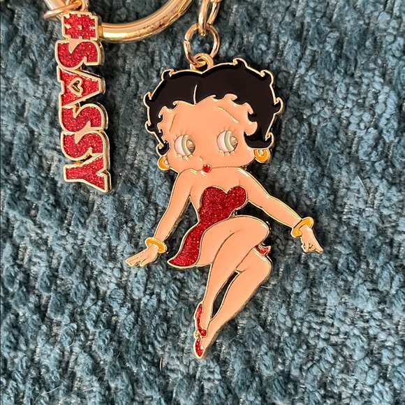 Betty Boop Sassy Key Ring Chain Bag Charm Leopard Gold Tone NWOT - Picture 8 of 8